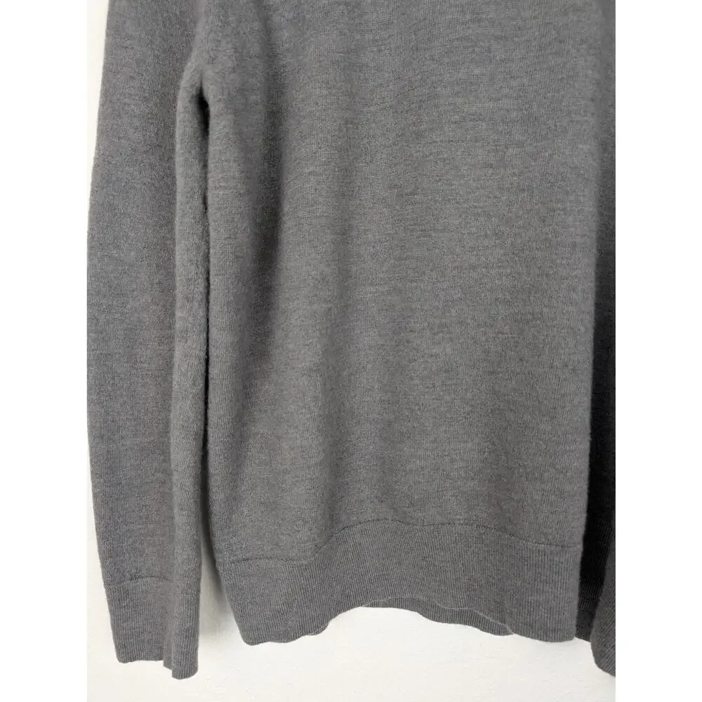 Banana Republic Sweater Merino Wool Baruffa Quarter Zip Classic Gray Size L